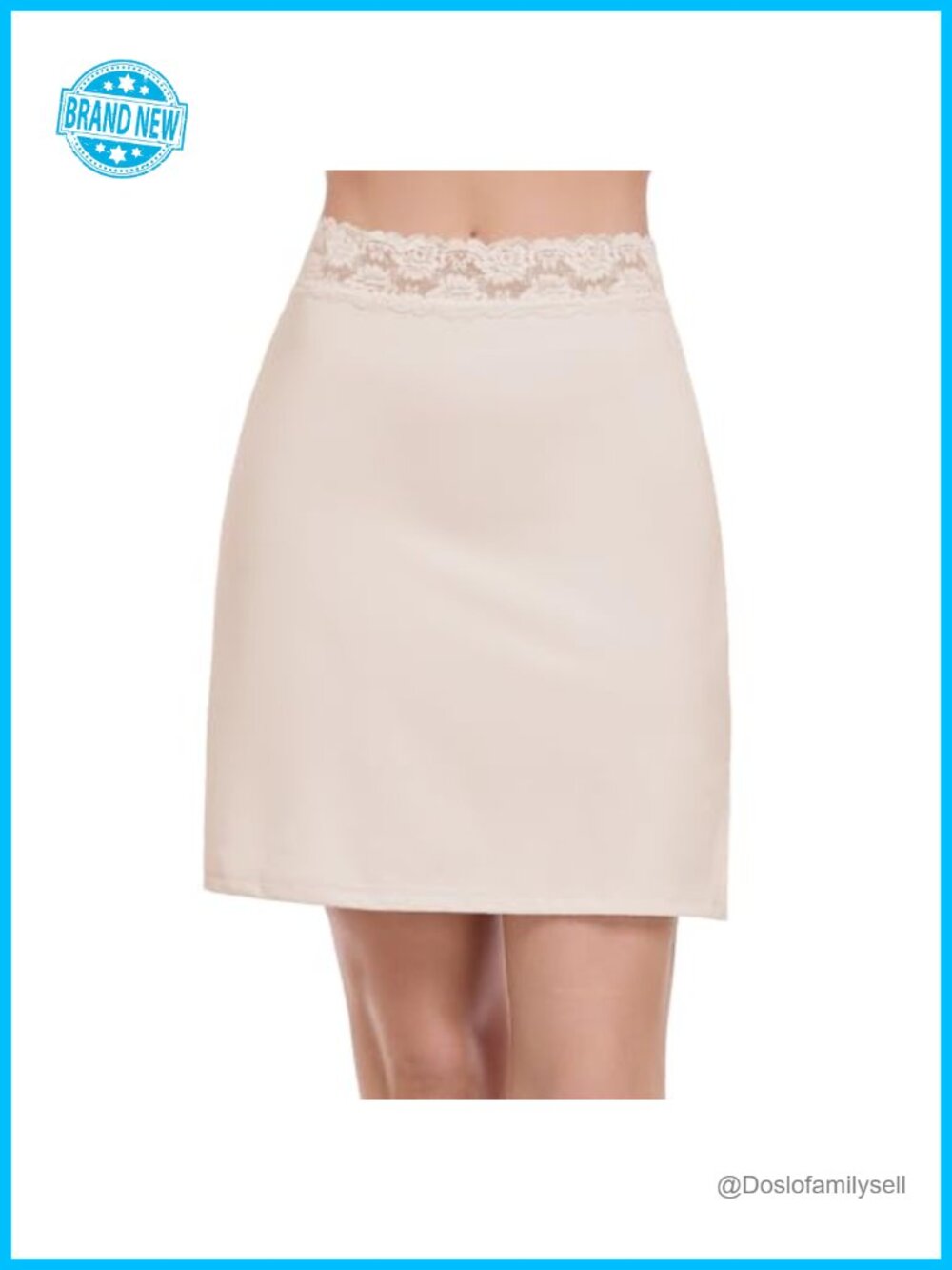 Half Slip for Women Lace Waistband Non-Cling Mini Underskirt Knee Length